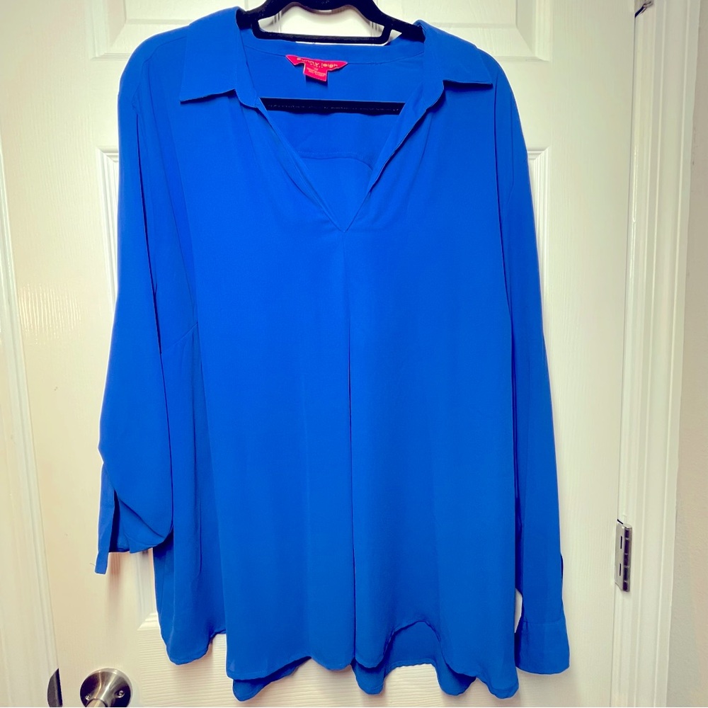 Sunny Leigh bright blue blouse, 2X